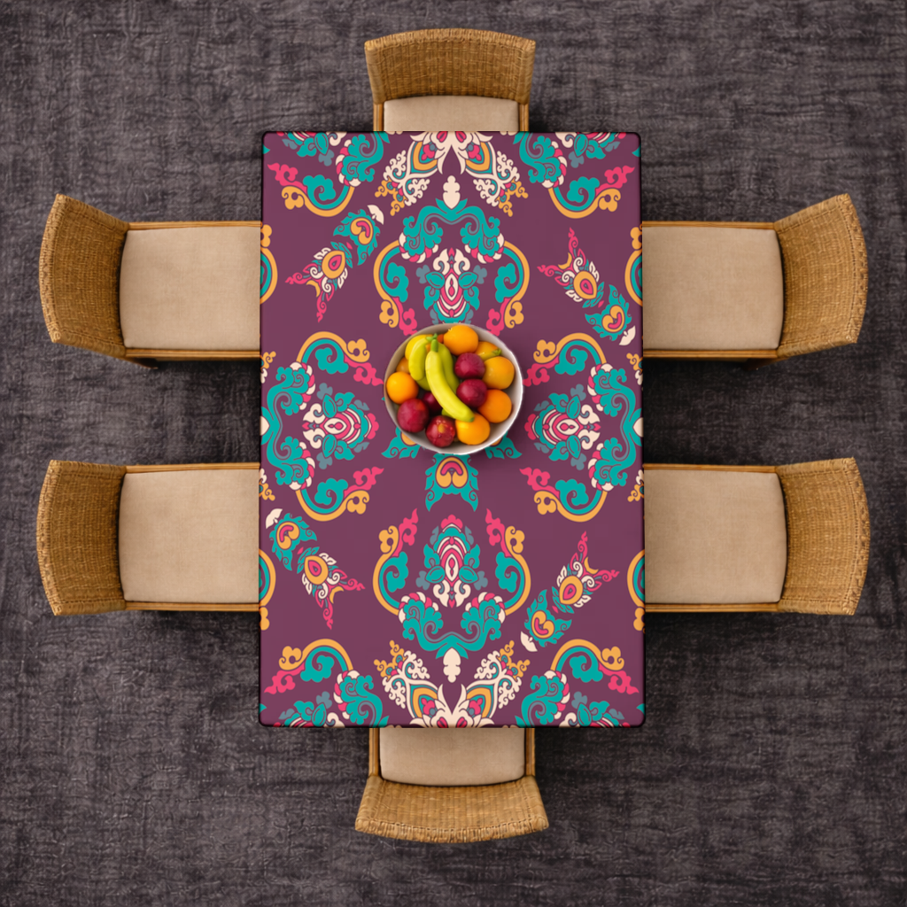 Colorful Ottoman Inspired Mandala Pattern Rectangular Tablecloth