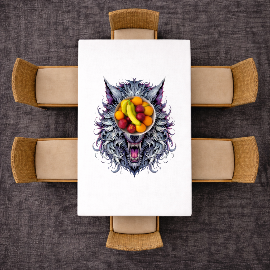 Fierce Wolf Head Illustration Heterochromia Eyes, Savage Wolf Rectangular Tablecloth