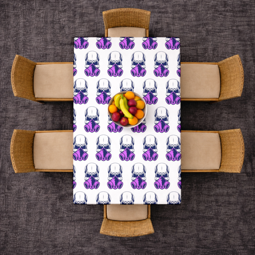 Skull with Gas Mask Illustration Modern and Edgy Design Rectangular Tablecloth