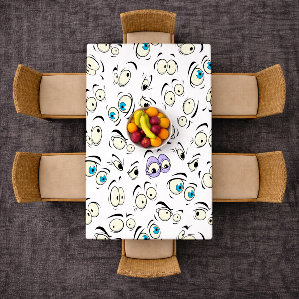 Funny Cartoon Eyes Pattern Rectangular Tablecloth