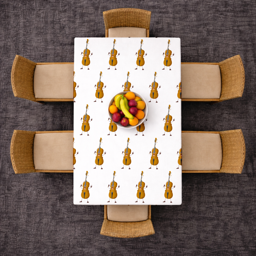 Happy Cello Character Art Design Rectangular Tablecloth