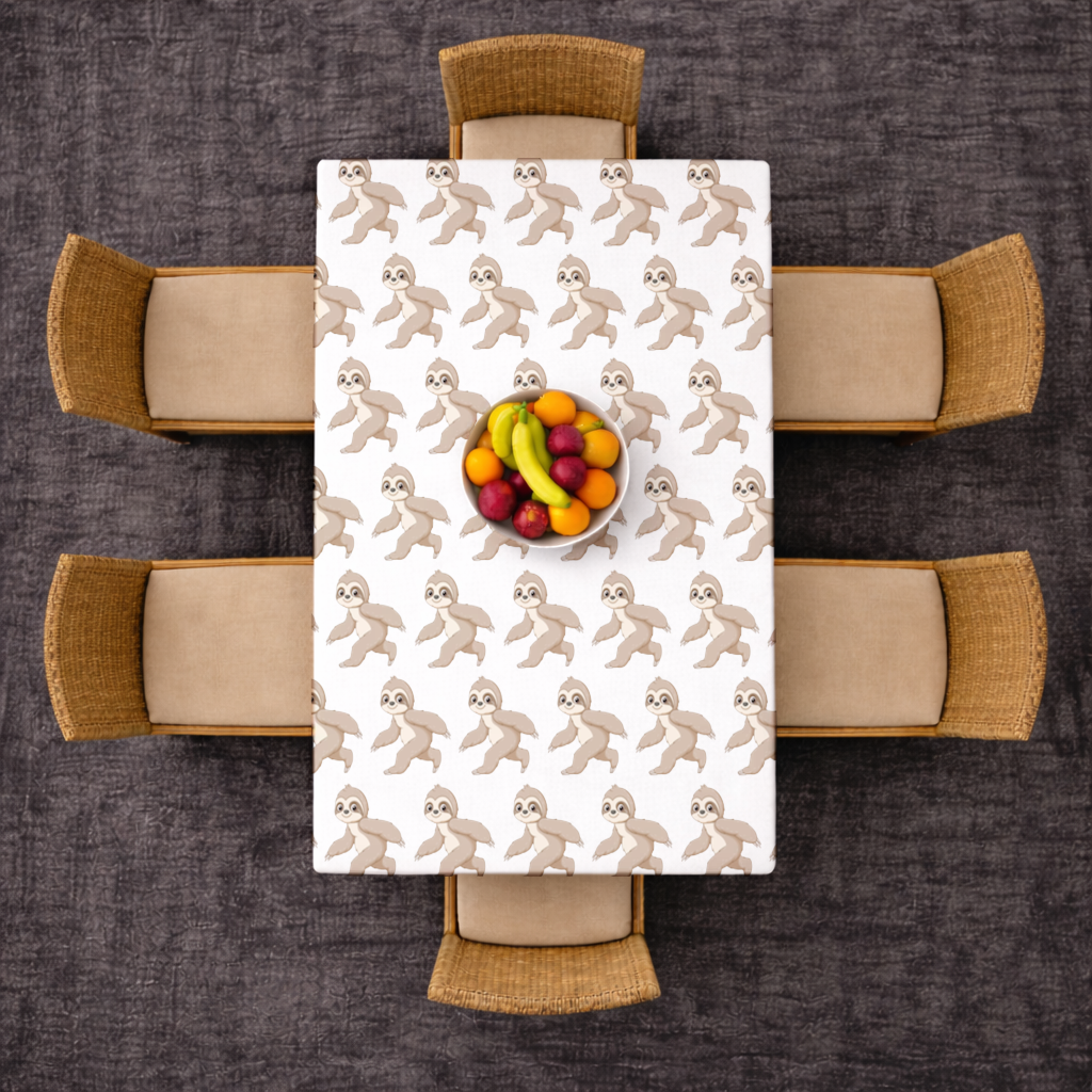 Cute Joyful Walking Sloth Rectangular Tablecloth