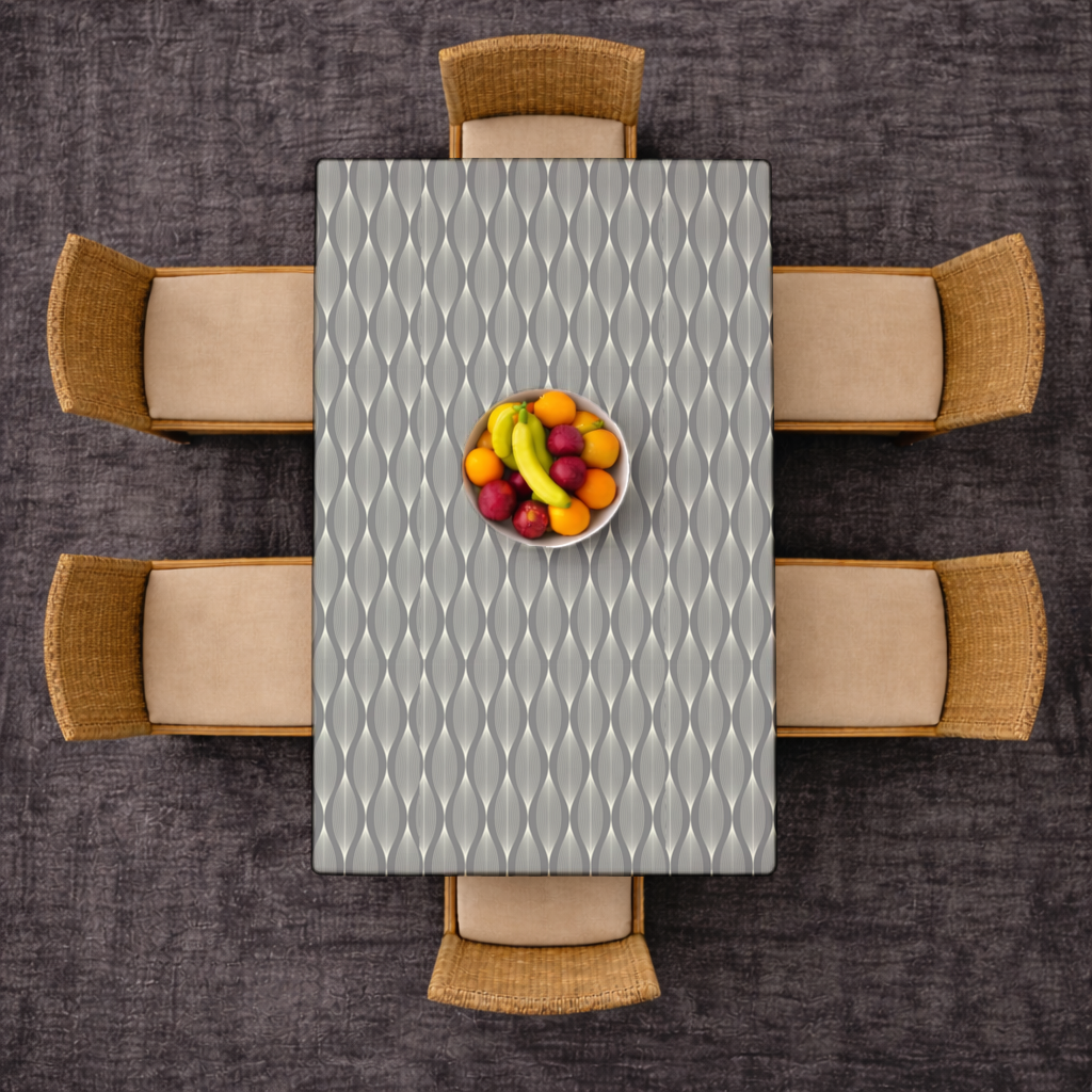 Art Deco Geometric Wavy Pattern Rectangular Tablecloth