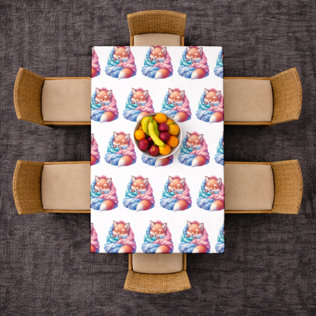 Sleeping Fox Knitted Blanket Rectangular Tablecloth