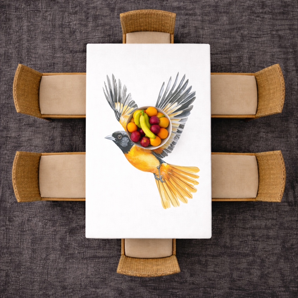 Watercolor Baltimore Oriole Rectangular Tablecloth