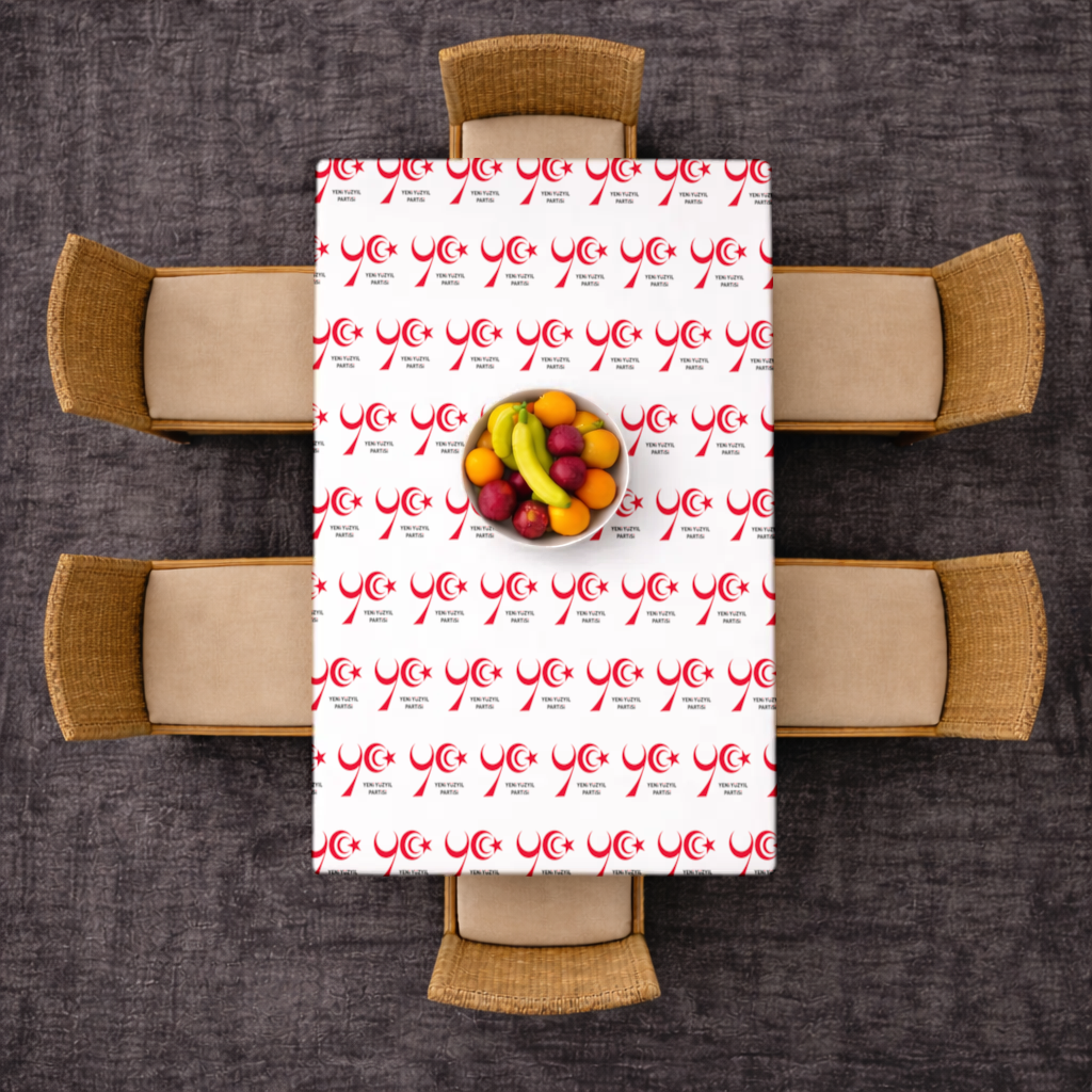 The Yeni Yüzyıl Party Logo on a White Background Rectangular Tablecloth