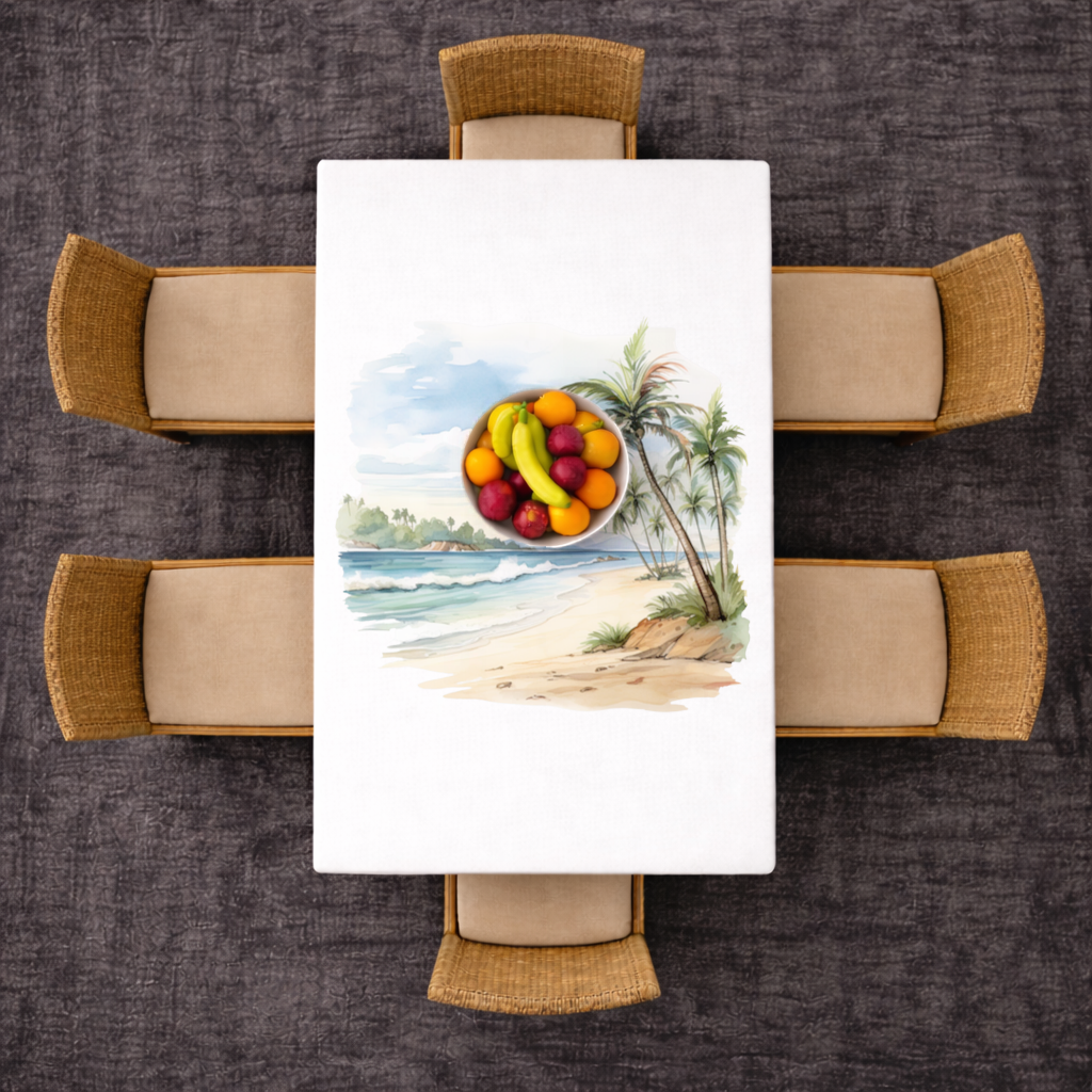 Tropical Palm Tree Beach Rectangular Tablecloth