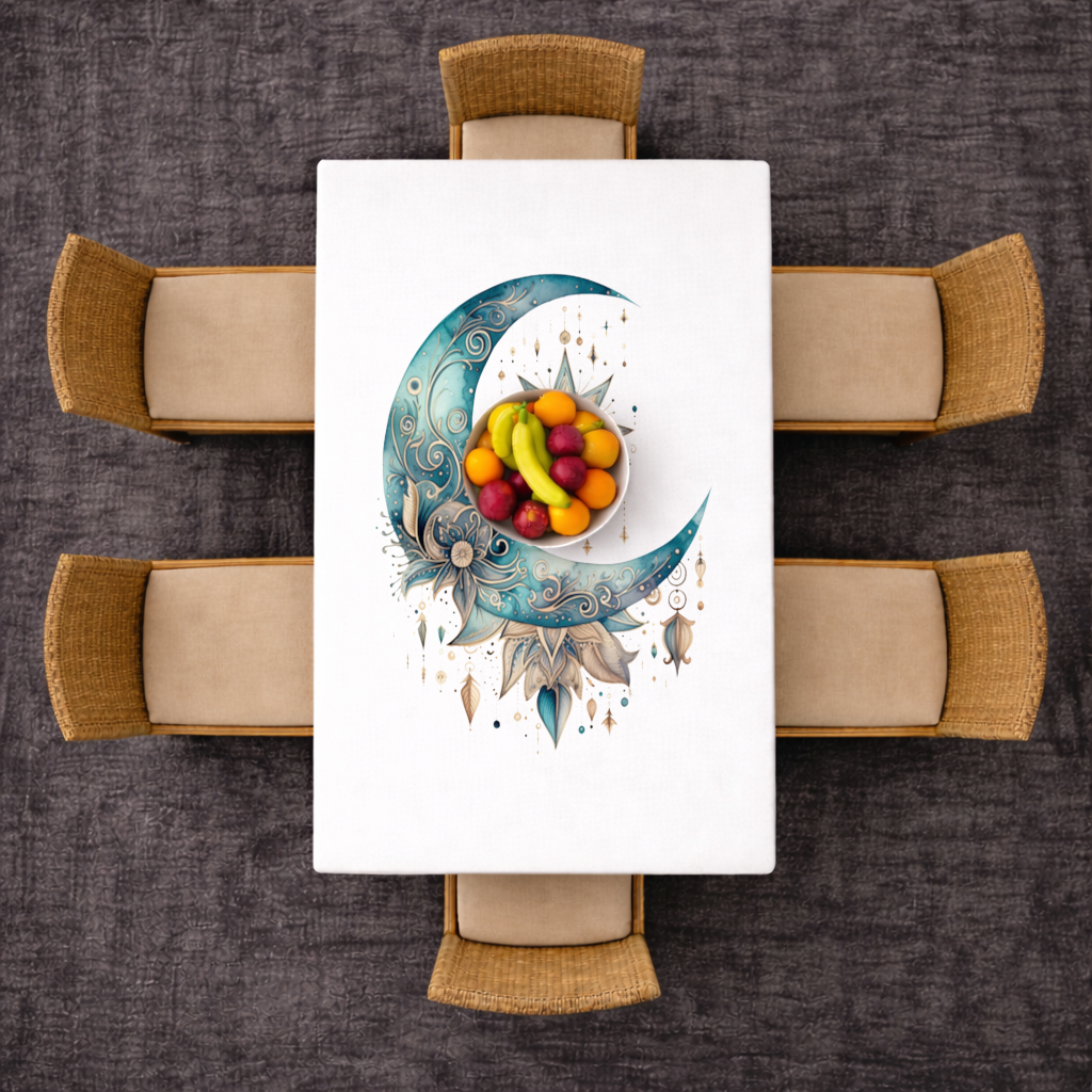 Boho Celestial Sun and Moon Rectangular Tablecloth