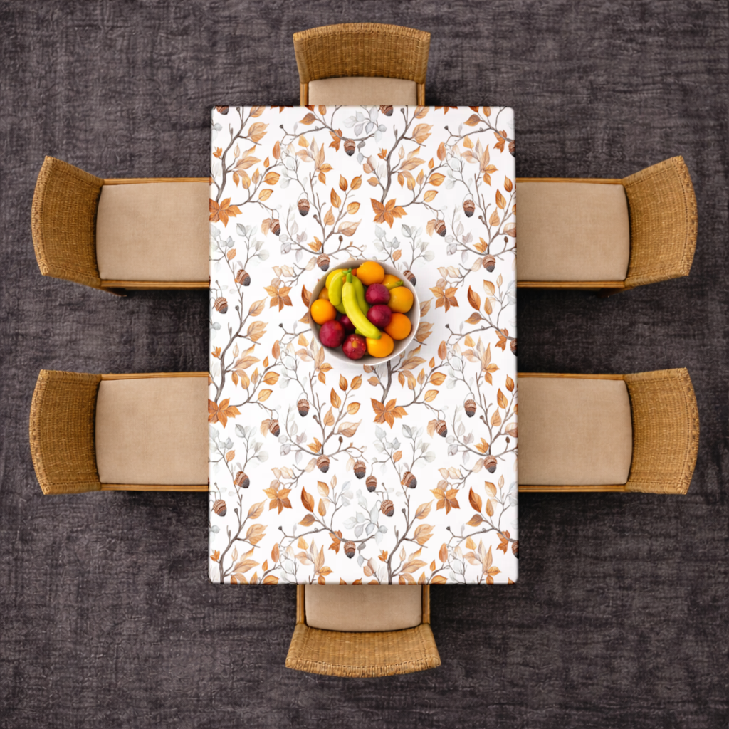 Watercolor Fall Acorns and Leaves Rectangular Tablecloth