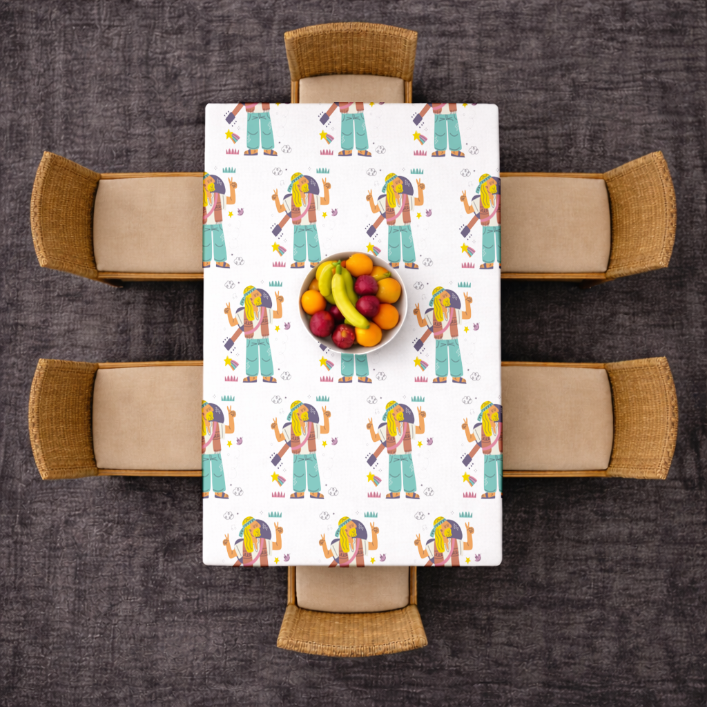 Retro Hippie Character Rectangular Tablecloth