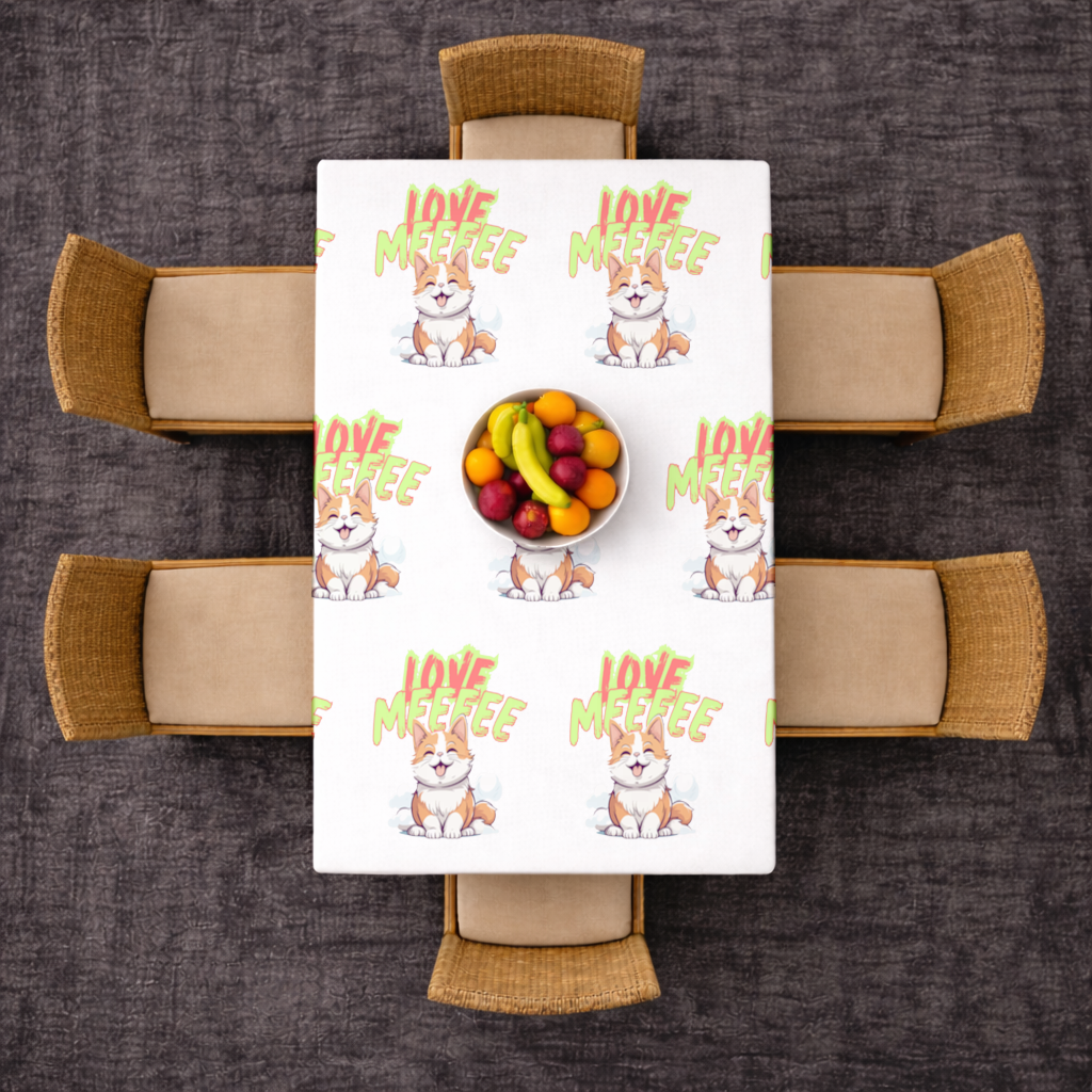 Cute Orange Cat Love Me Rectangular Tablecloth