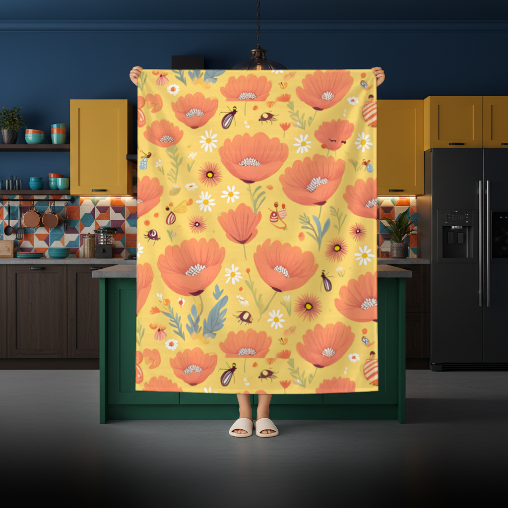 Floral Insect Pattern Colorful Design Rectangular Tablecloth
