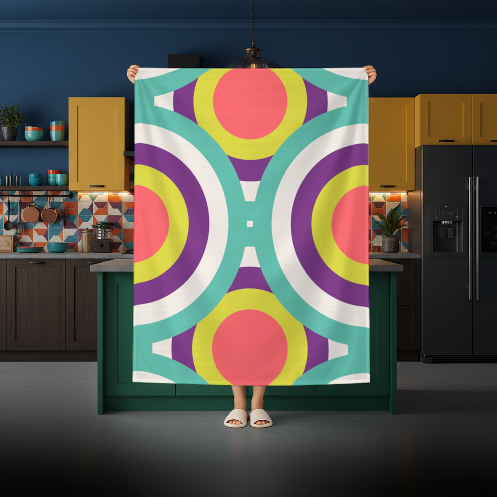 Colorful Geometric Circle Pattern Rectangular Tablecloth