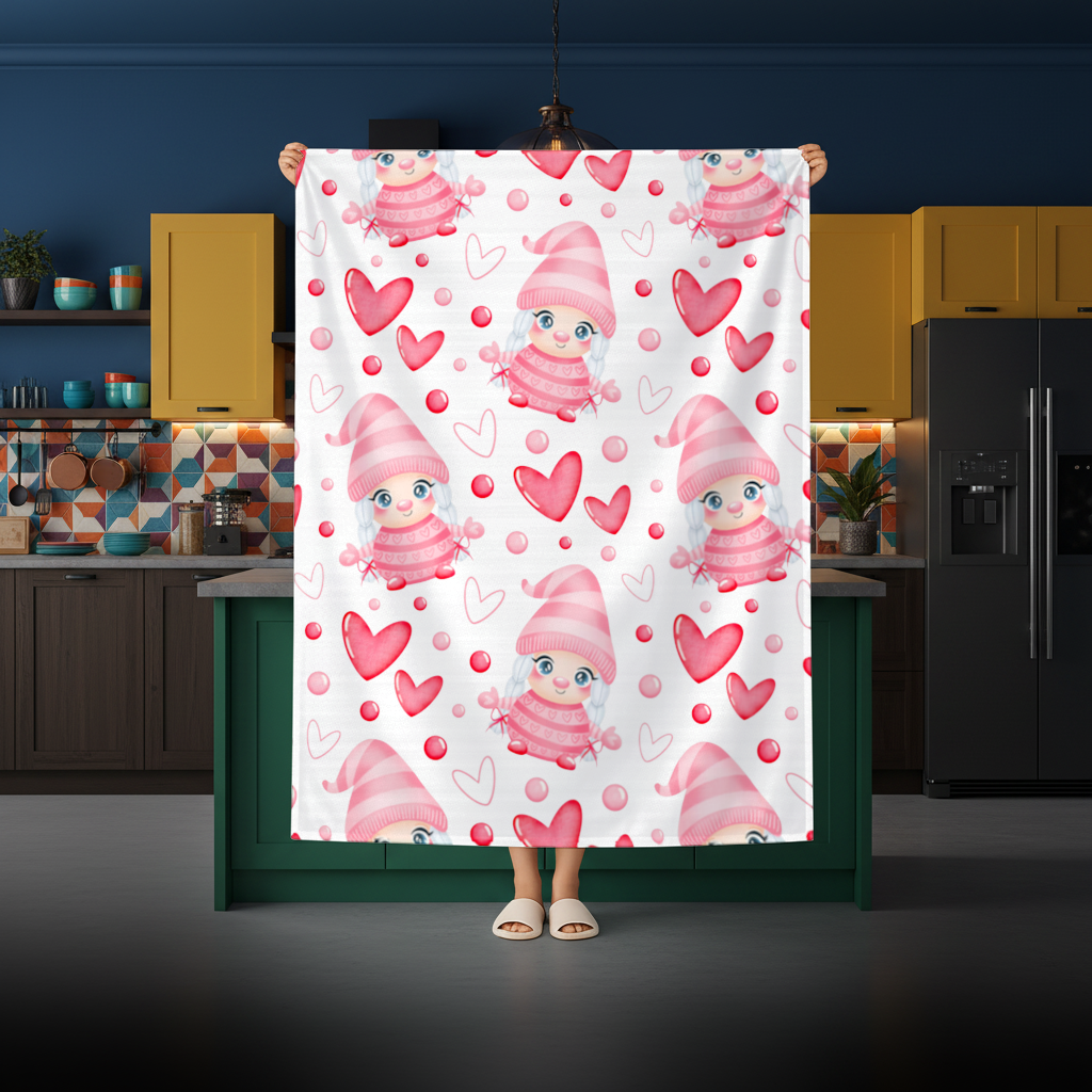 Cute Pink Baby Girl Valentines Day Heart Pattern Design Rectangular Tablecloth