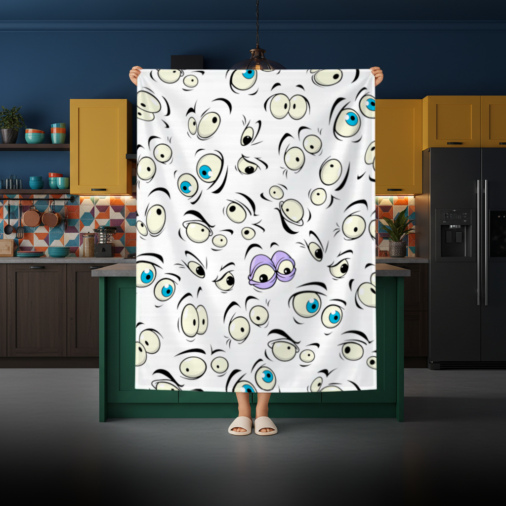 Funny Cartoon Eyes Pattern Rectangular Tablecloth