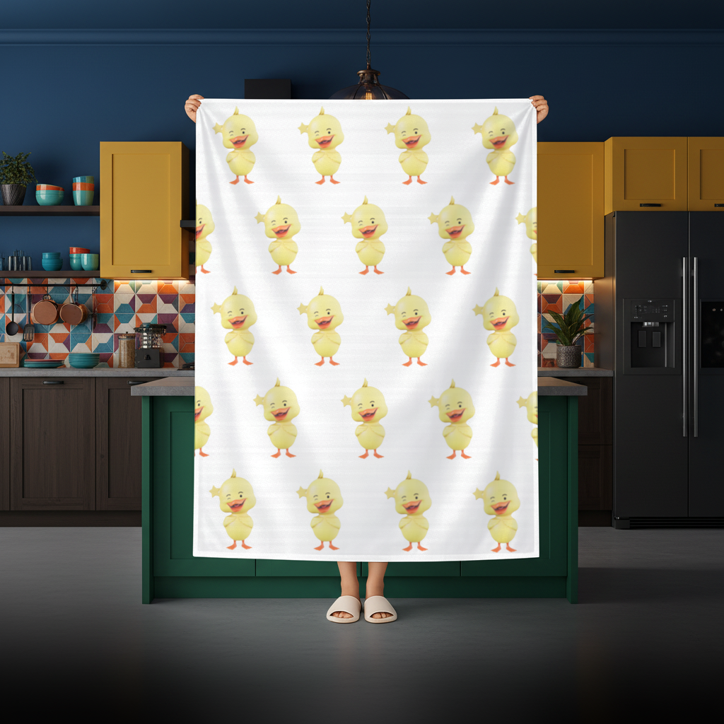 Cheerful Winking Yellow Duck with Star Rectangular Tablecloth