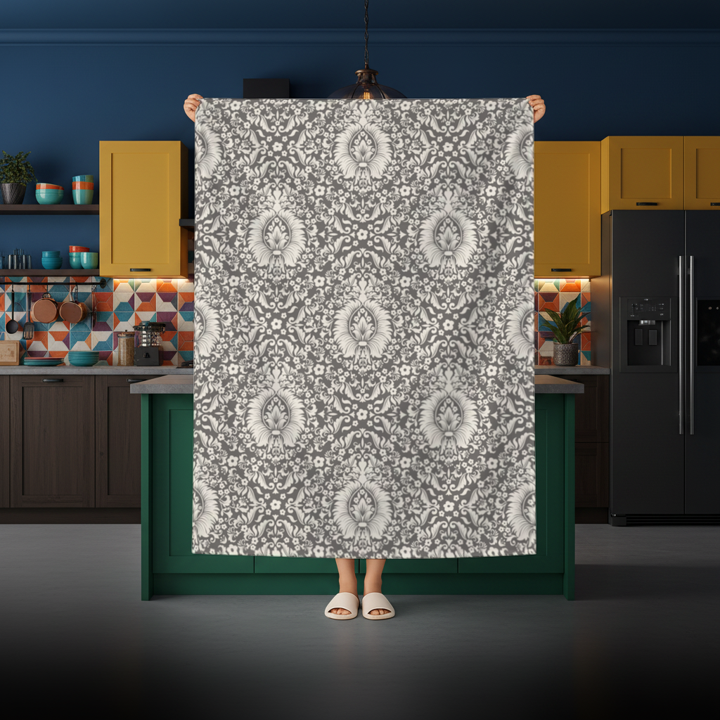 Classic Vintage Damask Floral Pattern Rectangular Tablecloth