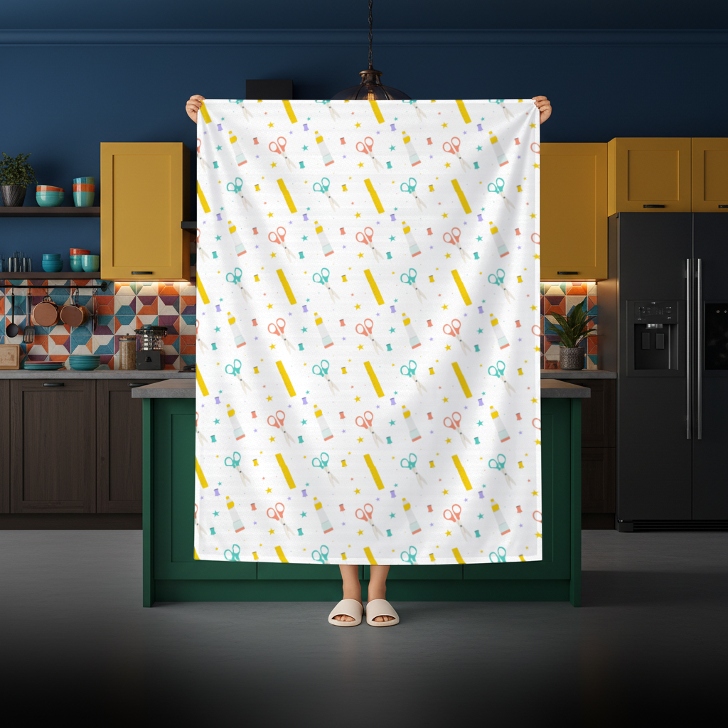 Colorful School and Stationery Supplies Pattern Rectangular Tablecloth