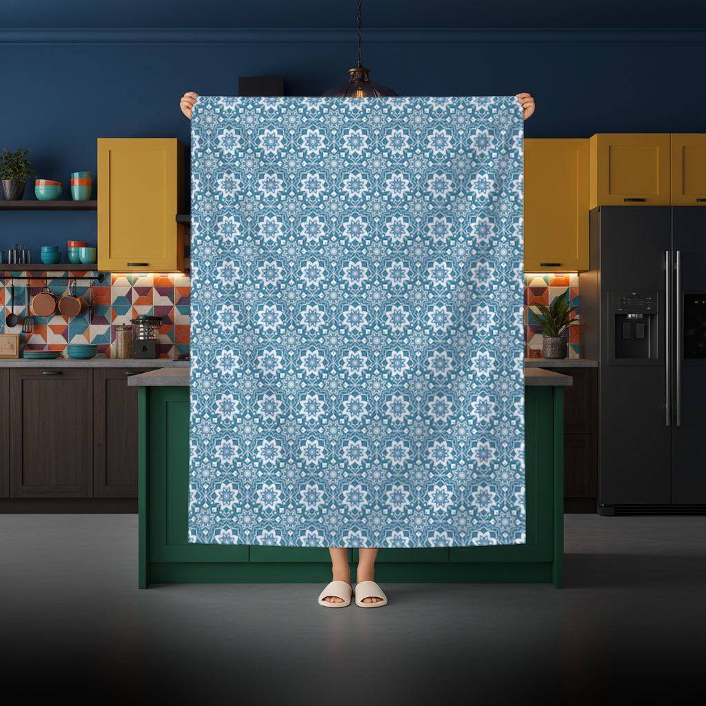 Elegant Blue Mandala Pattern Rectangular Tablecloth