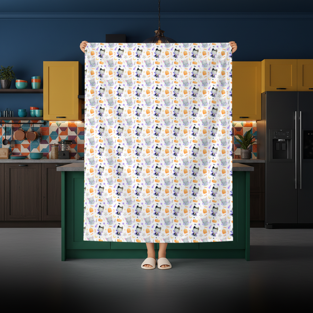 Cute Vampire and Bat Halloween Seamless Pattern Rectangular Tablecloth
