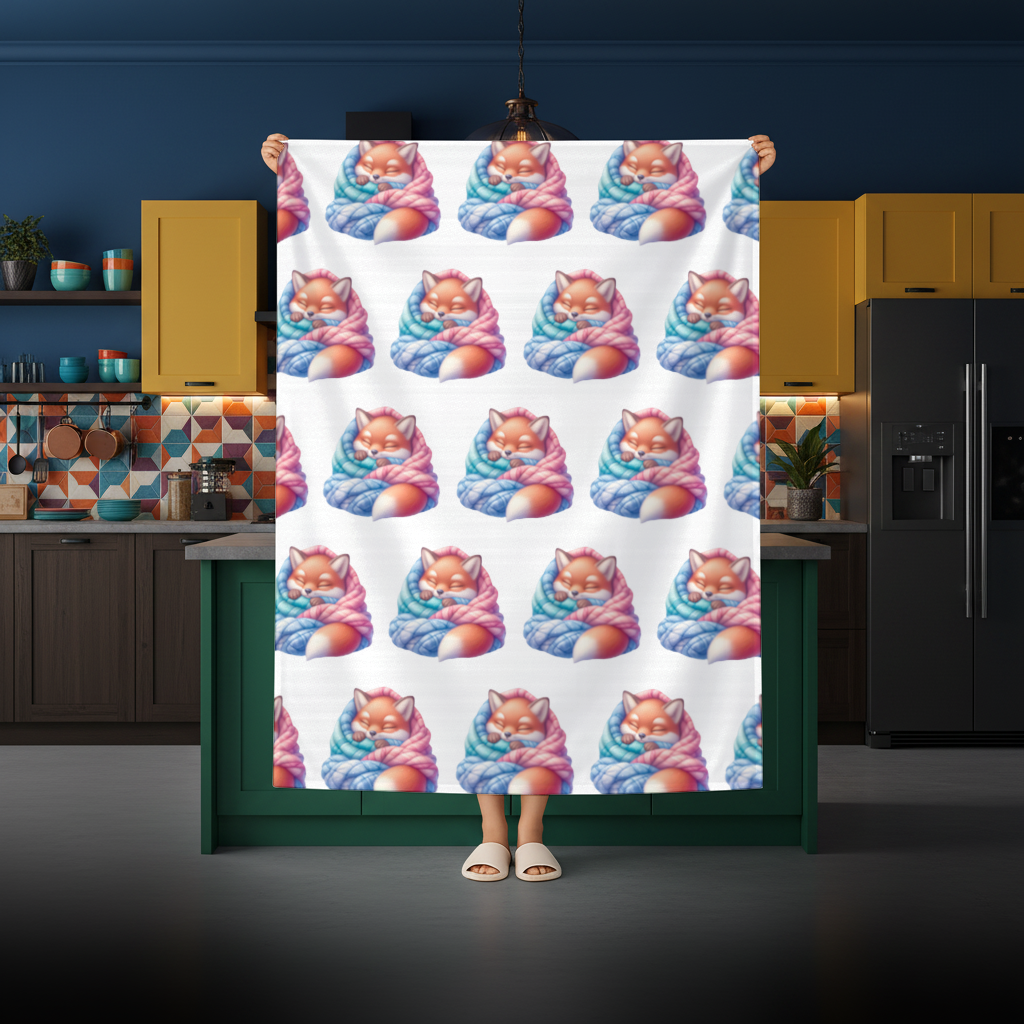 Sleeping Fox Knitted Blanket Rectangular Tablecloth