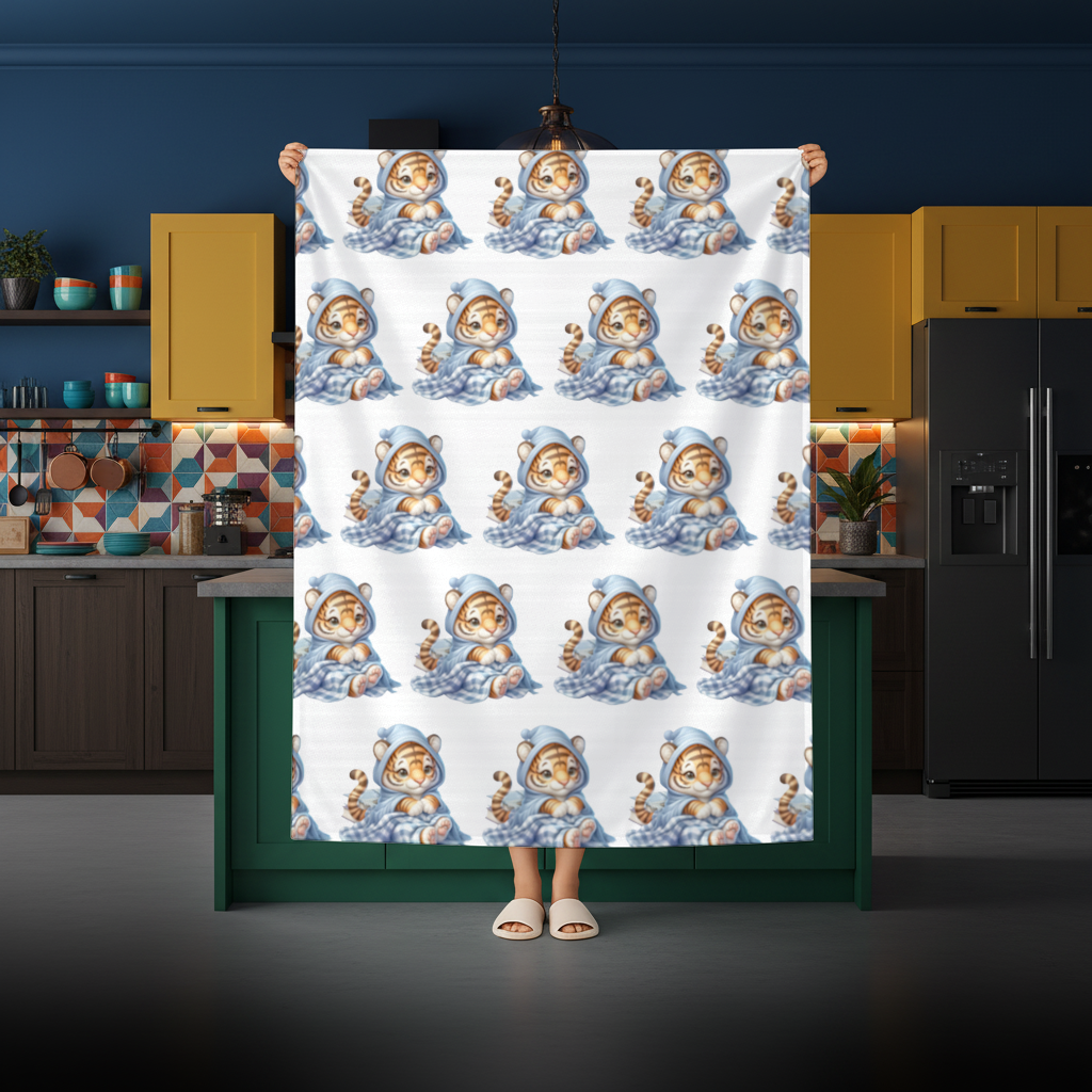 Sleepy Baby Tiger Cub on Books Rectangular Tablecloth