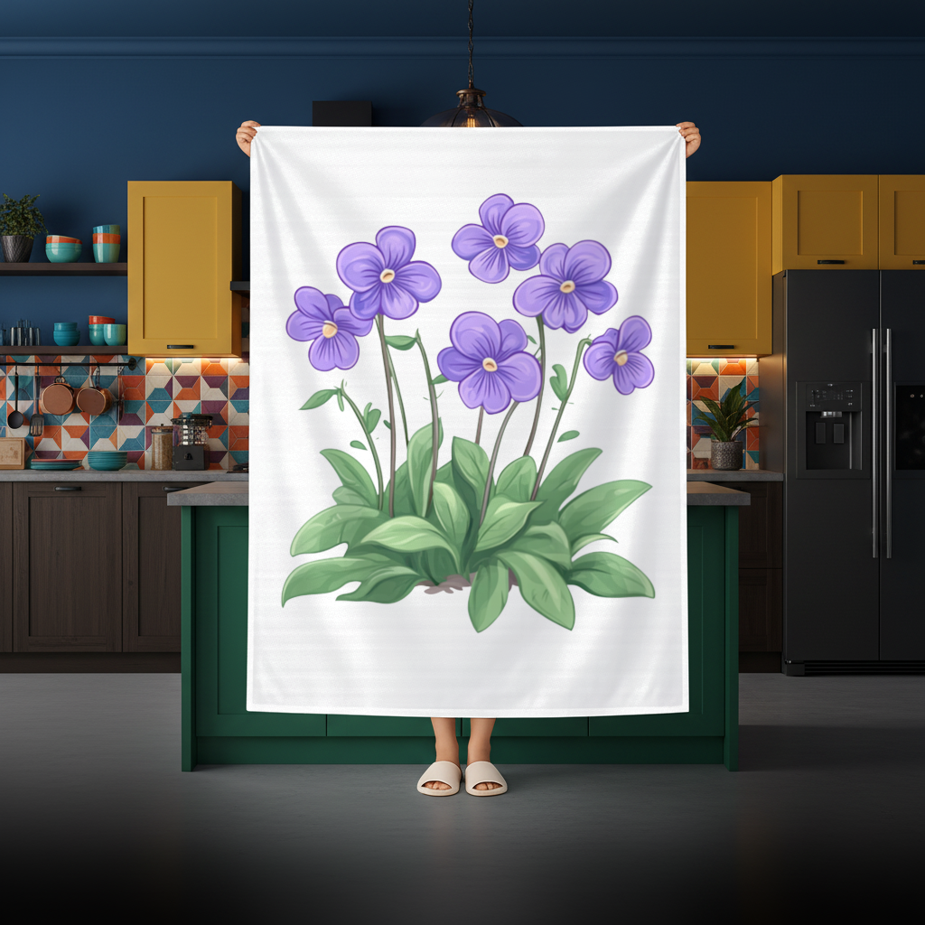 Cottagecore Purple Violets Rectangular Tablecloth