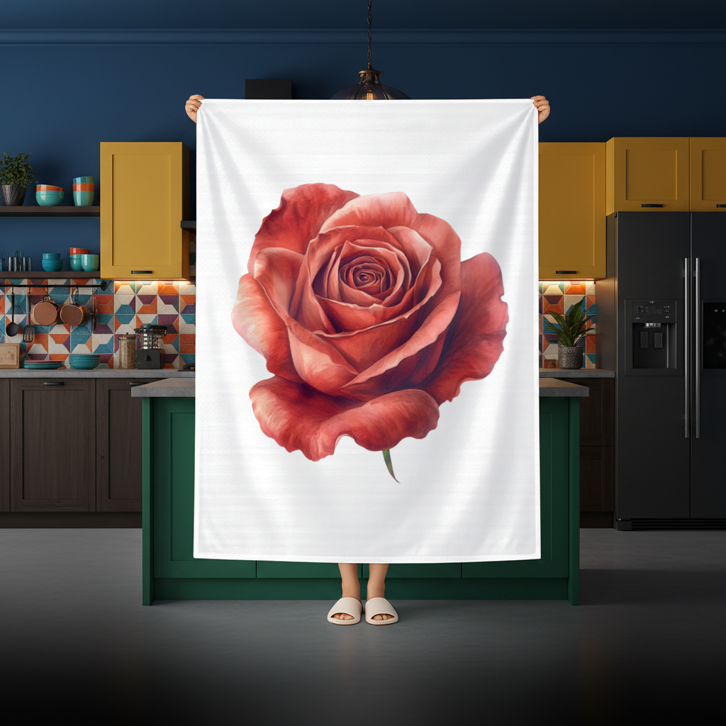Crimson Red Rose Rectangular Tablecloth