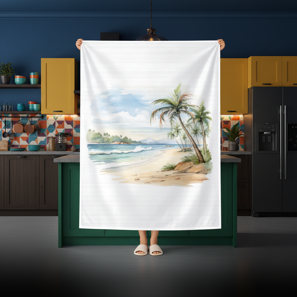 Tropical Palm Tree Beach Rectangular Tablecloth