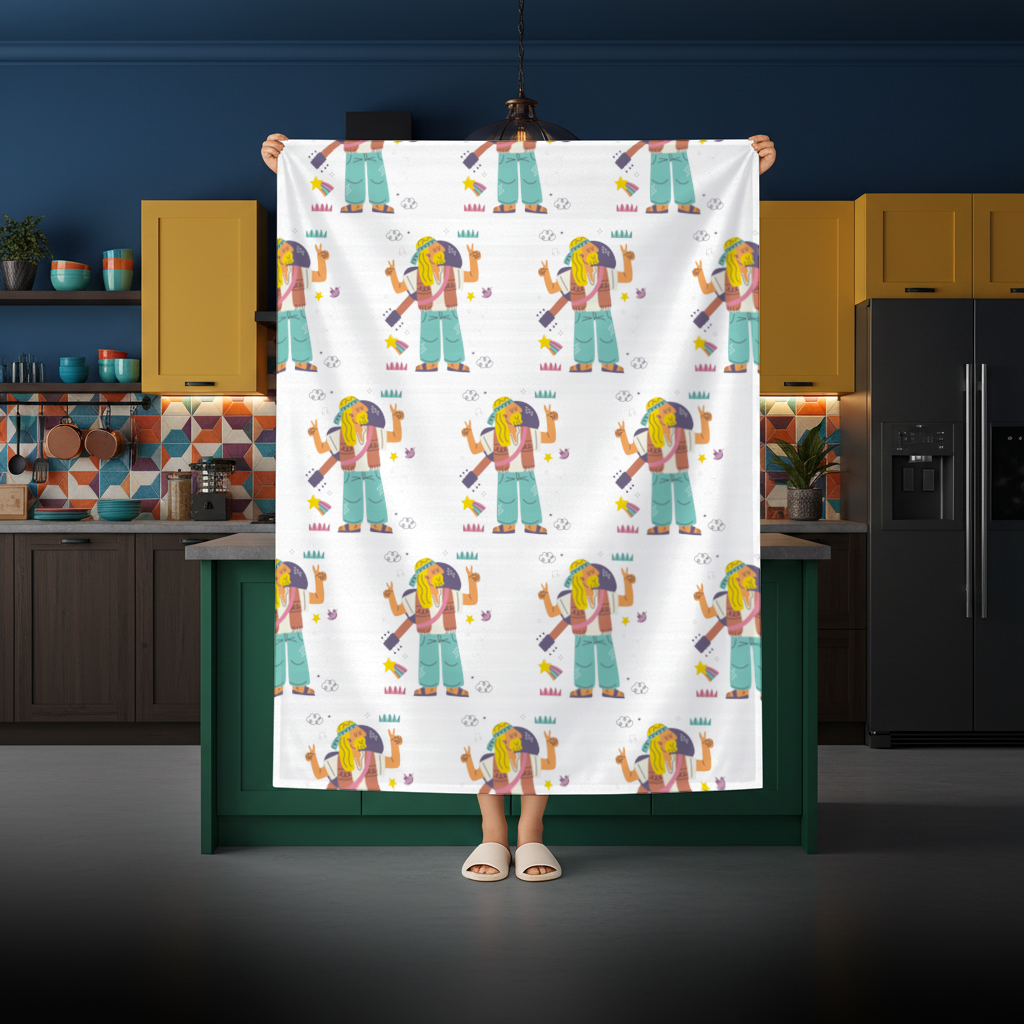 Retro Hippie Character Rectangular Tablecloth