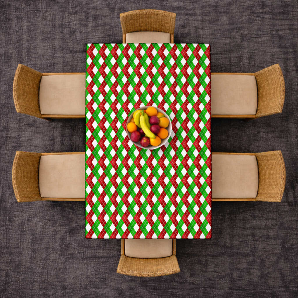 Red Green Argyle Plaid Background Pattern Rectangular Tablecloth