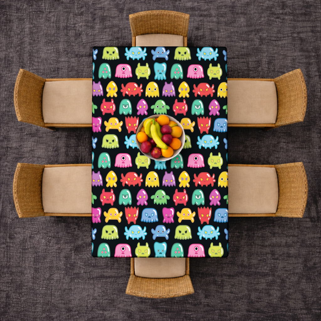 Cute Colorful Monsters Seamless Pattern Rectangular Tablecloth