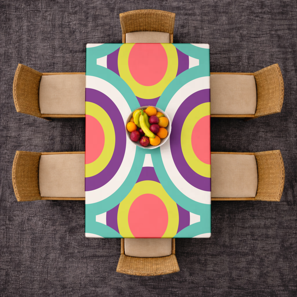 Colorful Geometric Circle Pattern Rectangular Tablecloth