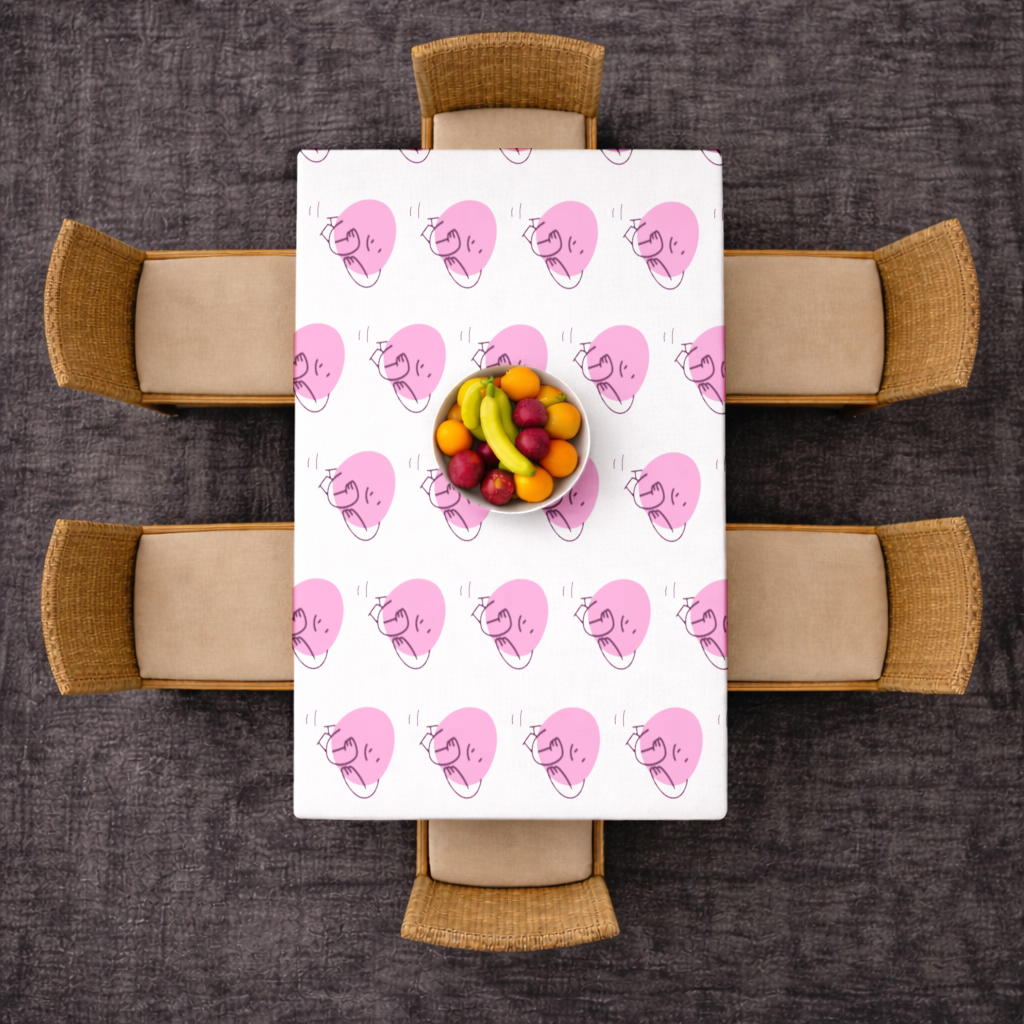 Cute Pink Lying Character Illustration Rectangular Tablecloth