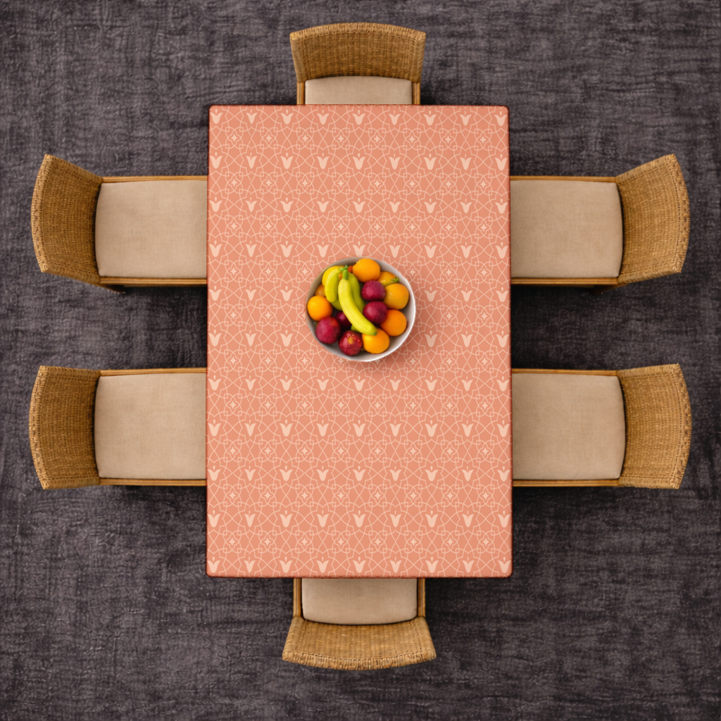 Modern Geometric Linear Terracotta Pattern Rectangular Tablecloth