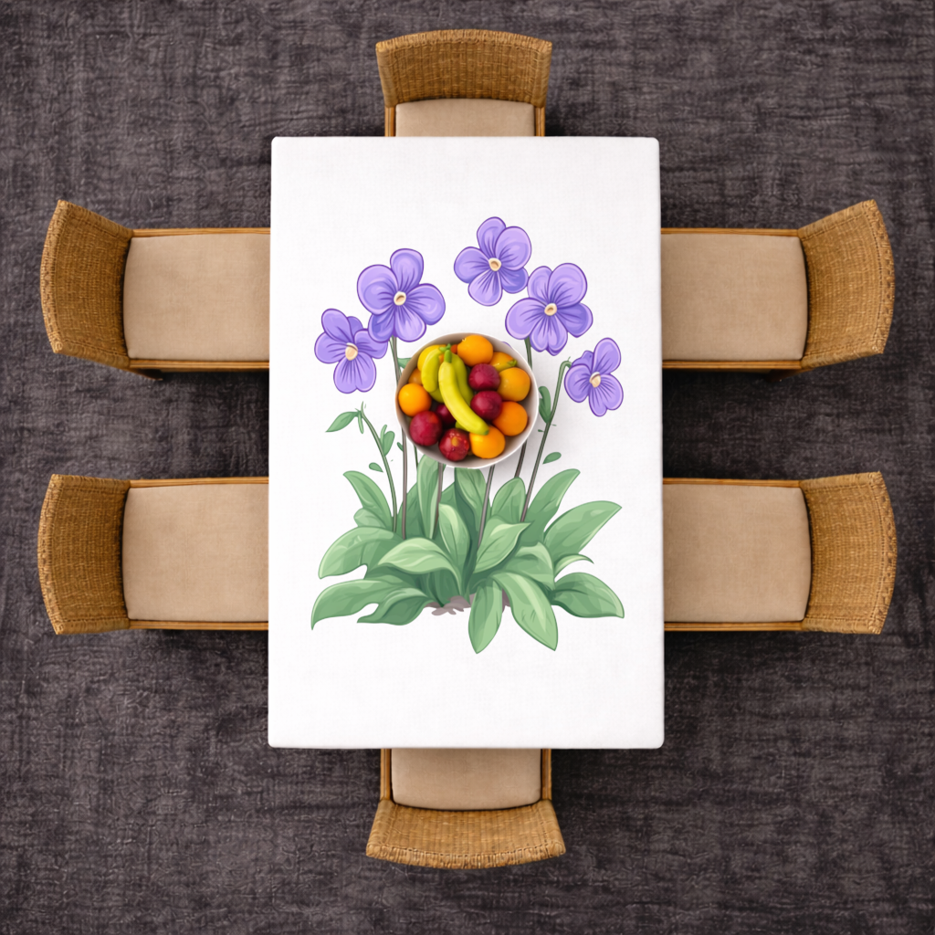 Cottagecore Purple Violets Rectangular Tablecloth
