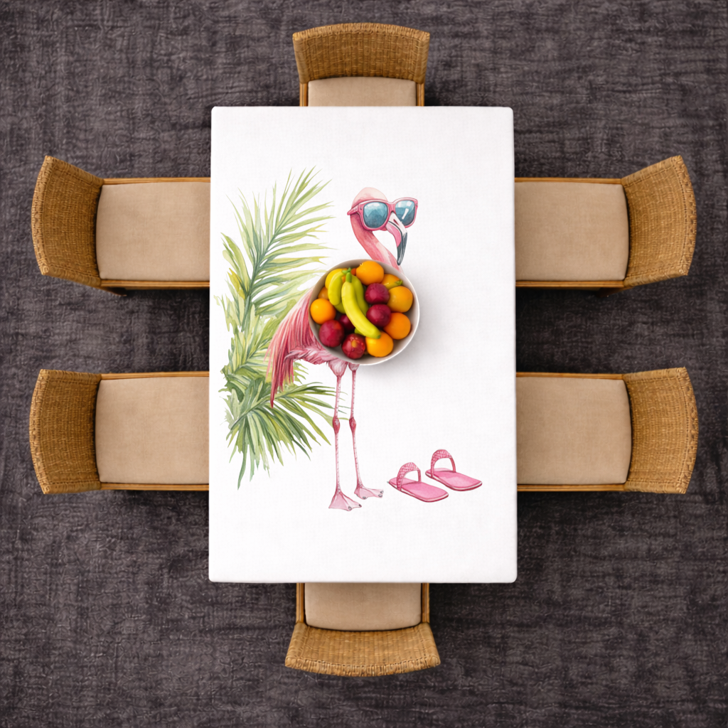 Pink Flamingo with Sunglasses Rectangular Tablecloth