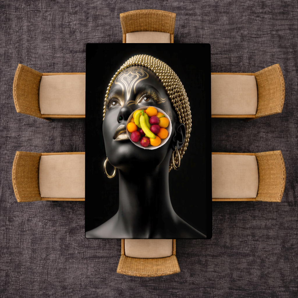 Gold Afrofuturistic Black Woman Rectangular Tablecloth
