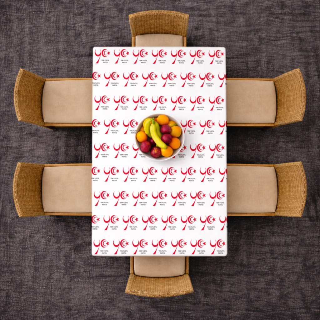 The Yeni Yüzyıl Party Logo on a White Background Rectangular Tablecloth