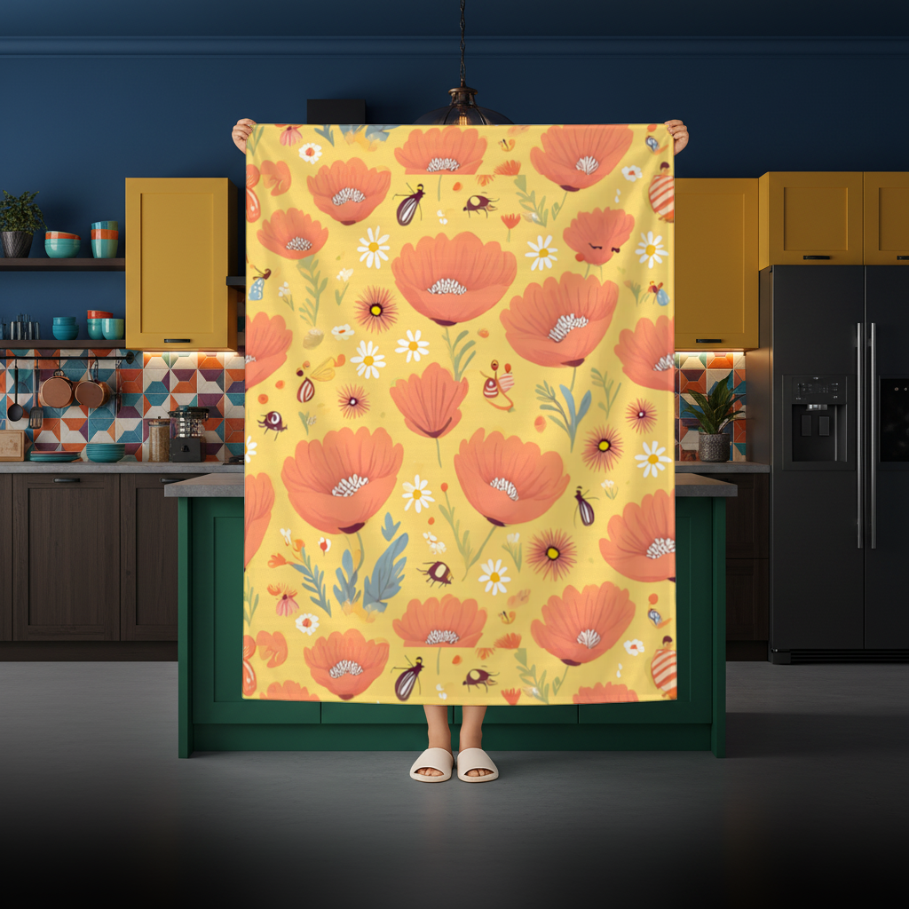 Floral Insect Pattern Colorful Design Rectangular Tablecloth