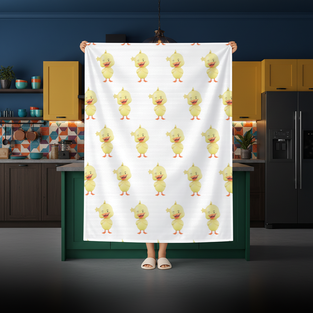 Cheerful Winking Yellow Duck with Star Rectangular Tablecloth