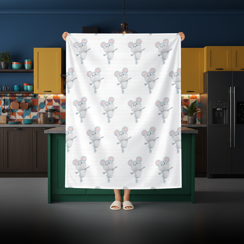 Dancing Cute Grey Mouse Character Rectangular Tablecloth