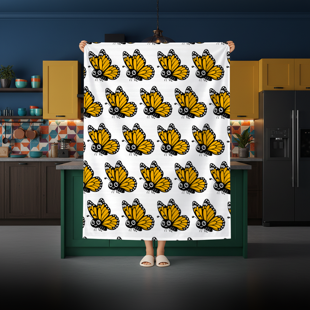 Smiling Orange Monarch Butterfly Character Rectangular Tablecloth