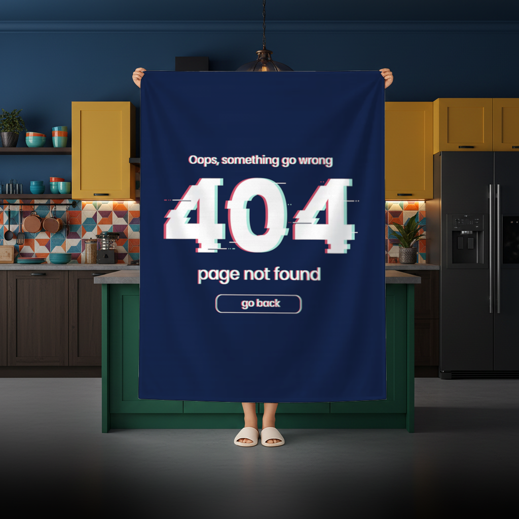 404 Error Glitch Design Rectangular Tablecloth