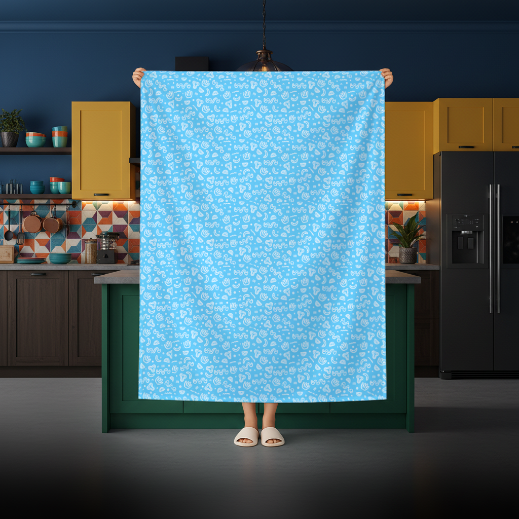 Blue Abstract Doodle Rectangular Tablecloth