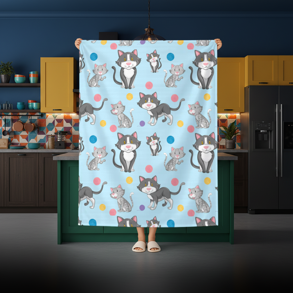 cat repeat pattern Rectangular Tablecloth