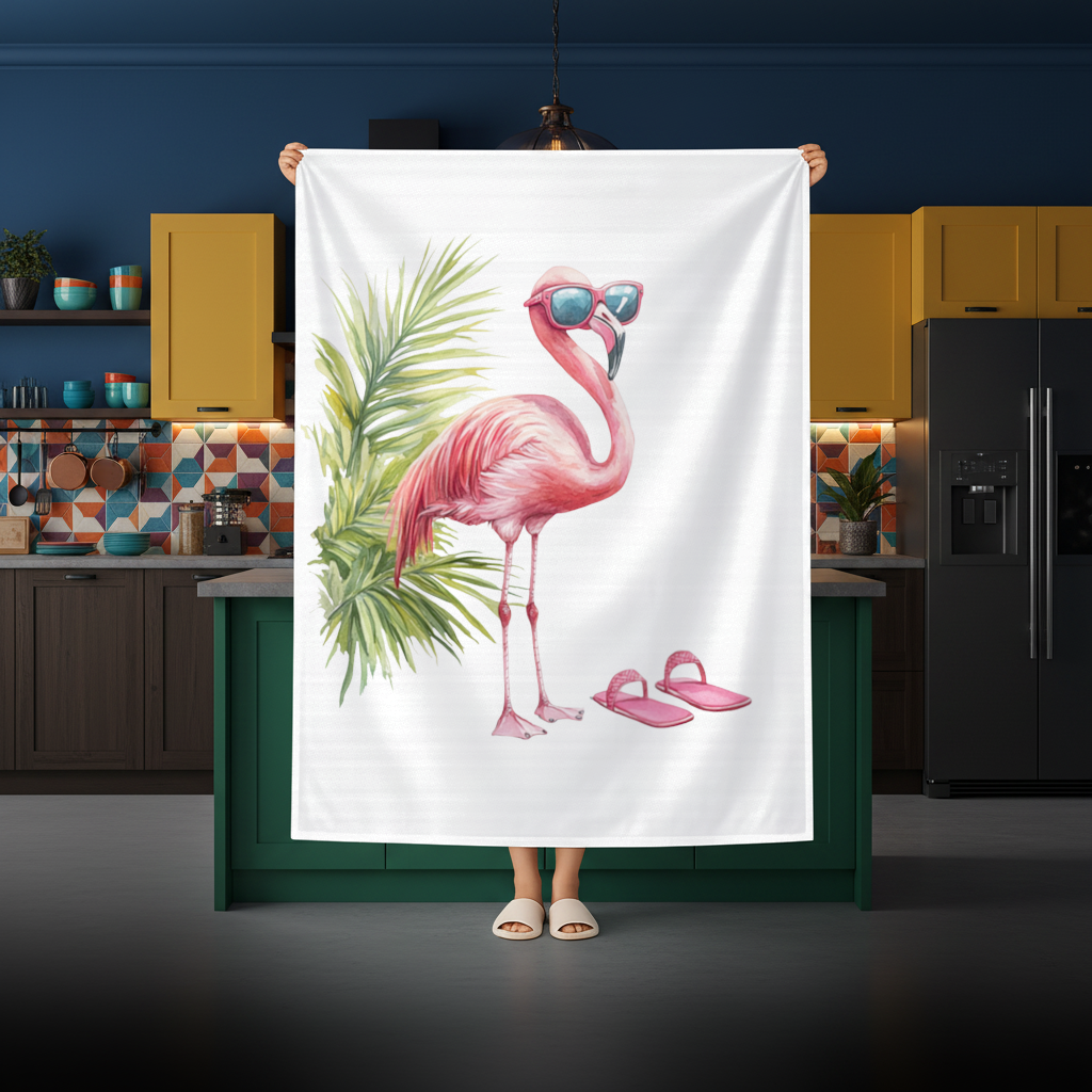 Pink Flamingo with Sunglasses Rectangular Tablecloth
