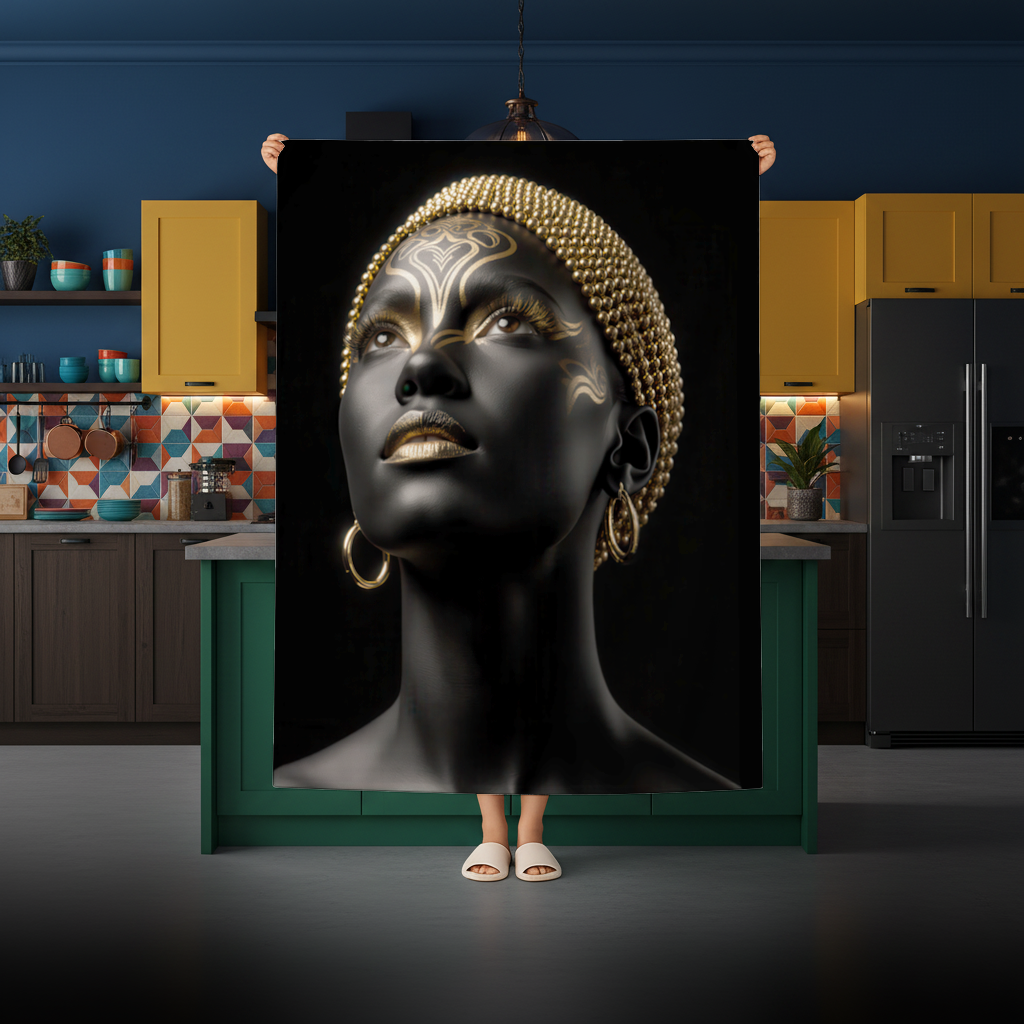 Gold Afrofuturistic Black Woman Rectangular Tablecloth