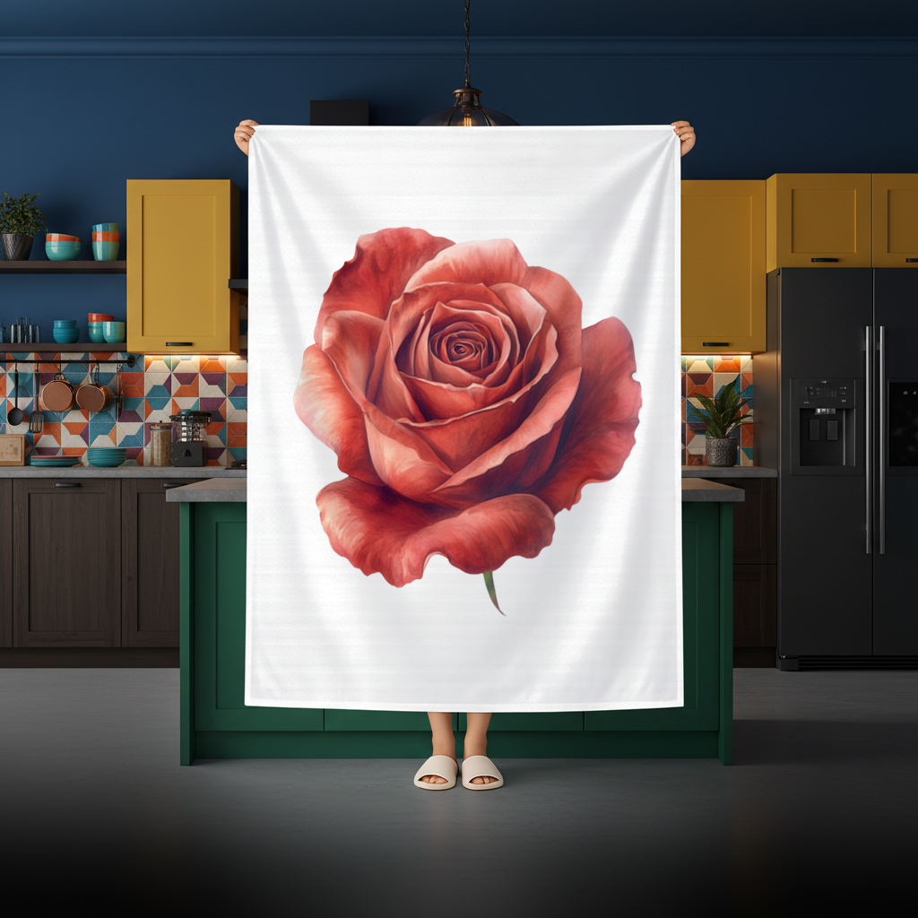 Crimson Red Rose Rectangular Tablecloth