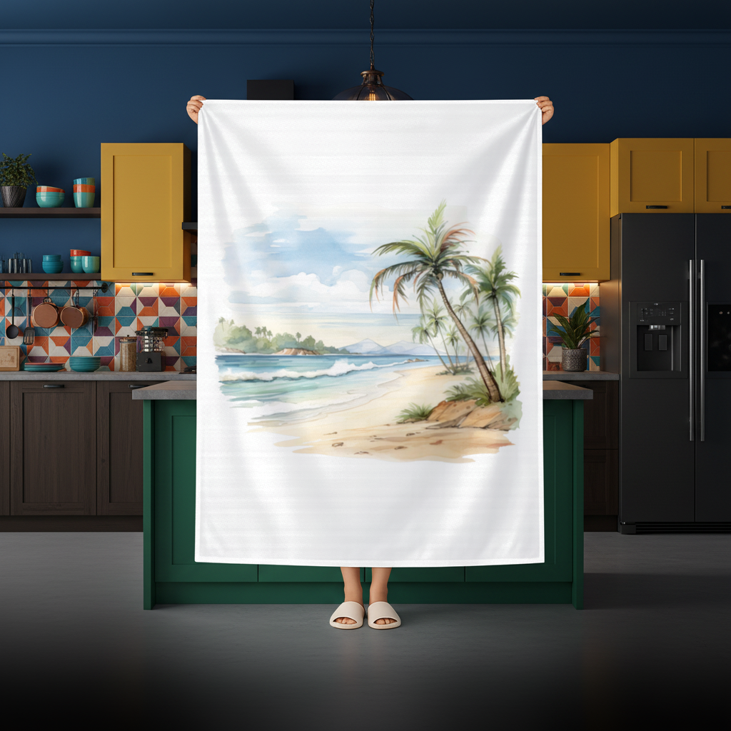 Tropical Palm Tree Beach Rectangular Tablecloth